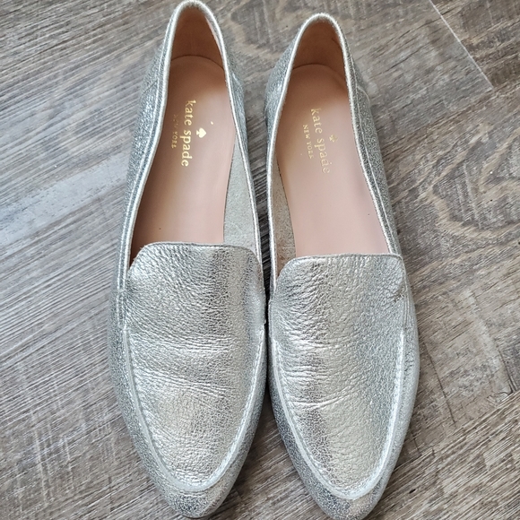 Kate Spade NY Crackled Metallic Nappa Loafer Flats - Picture 2 of 8